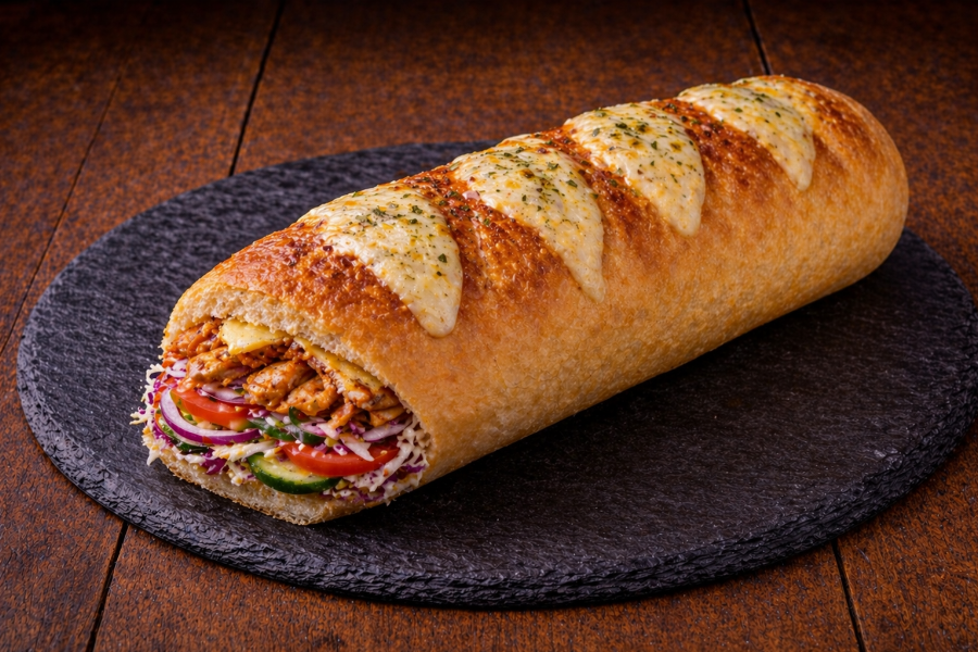 Döner Baguette mit Soße und Fleisch nach Wahl