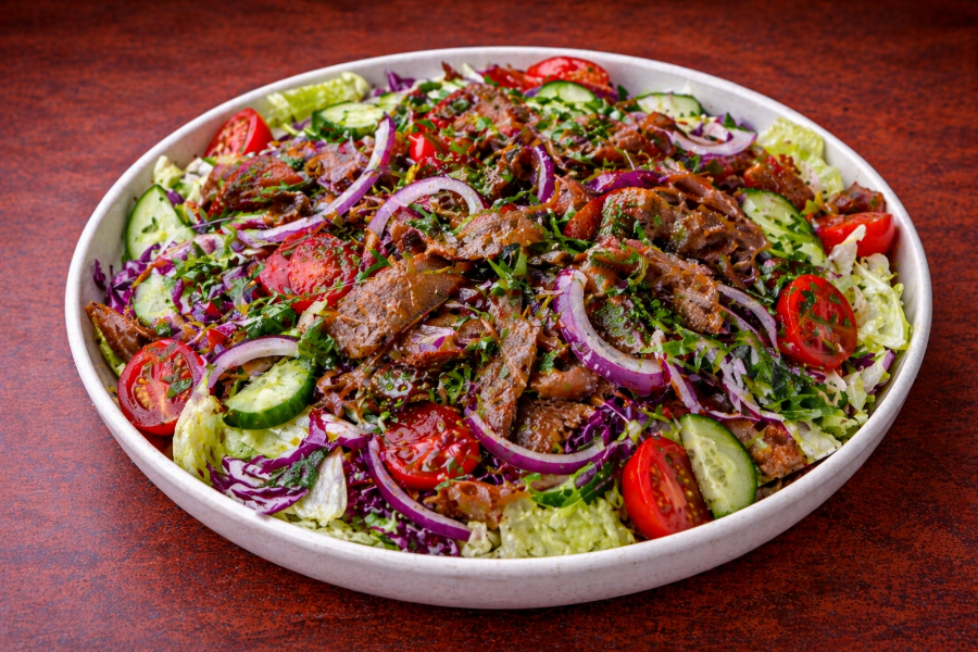 Döner Salat Teller mit Soße und Fleisch nach Wahl